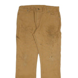 DICKIES Mens Cotton Blend Beige Regular Straight Trousers W36 L33 Workwear Zip