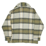 Mens Green & Cream Wool Checked Shirt M Button Closure Pocket Detail