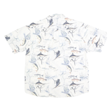 REEL LEGENDS Mens White Fishing Print Cotton Shirt XL Casual Summer Holiday