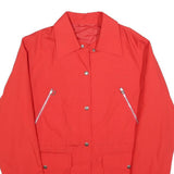 Womens Red Button Jacket M Polyester Blend Plain Functional Pockets