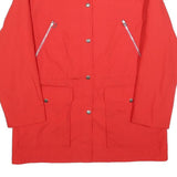 Womens Red Button Jacket M Polyester Blend Plain Functional Pockets