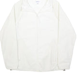 ADIDAS Womens White Hooded Zip Jacket S Polyester Blend Plain Lightweight