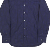 TED BAKER Mens Navy Blue Plain Shirt XS Cotton Blend Stylish Button Shirt