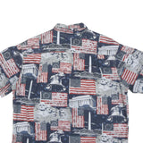 AMERICAN Mens Blue Red White Cotton Blend Short Sleeve Shirt L Stars Stripes USA