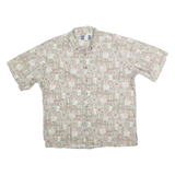 COOKE STREET Mens Beige & Red Pattern Cotton Blend Shirt L Casual Summer Style