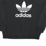 ADIDAS Womens Black Cotton Blend Crew Neck UK 18 Sweatshirt Logo Print