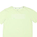 PUMA Mens Light Green Graphic T-Shirt S Short Sleeve Crew Neck Cotton Blend