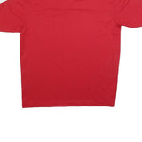 REEBOK Mens Red & White Graphic T-Shirt L V-Neck Short Sleeve Polyester