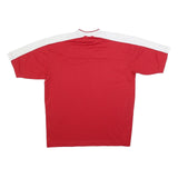 REEBOK Mens Red & White Graphic T-Shirt L V-Neck Short Sleeve Polyester