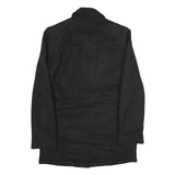 TOMMY HILFIGER Mens Black Cotton Classic Jacket XS Button Plain Stylish Winter