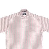 DOCKERS Mens Pink & White Striped Cotton Shirt L Button Collar Casual Summer