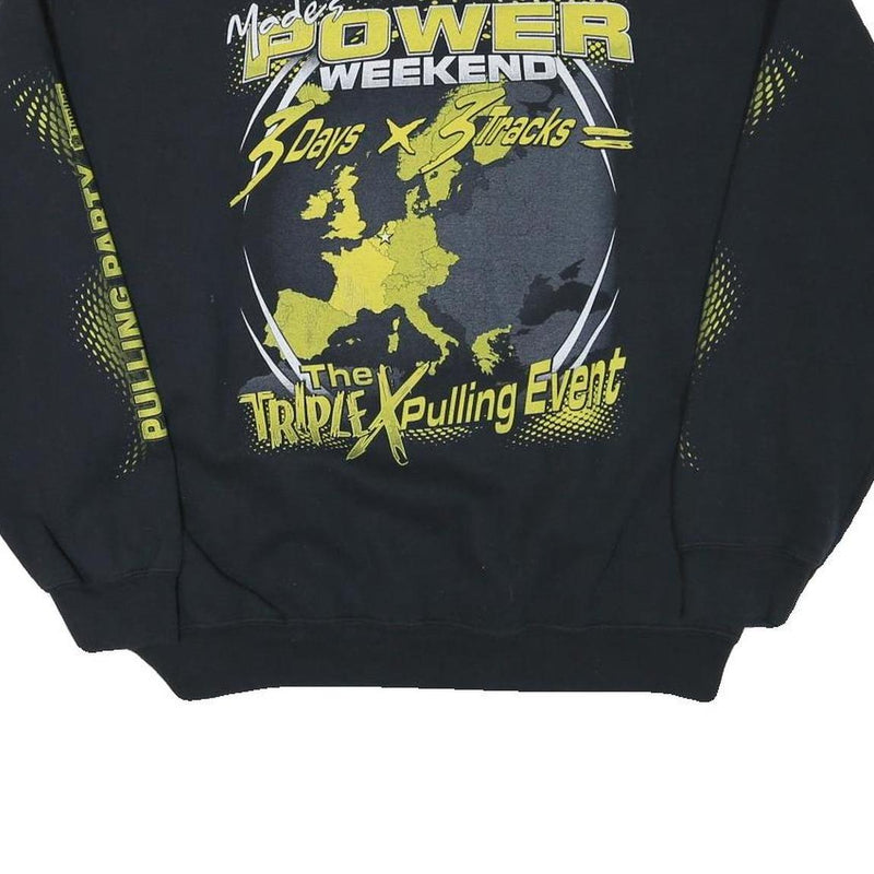 Mens Black Power Weekend Cotton Blend Crew Neck Sweatshirt M Pulling Event