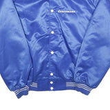 Mens Blue Centimark Button Nylon Bomber Jacket L Satin Finish Retro Style