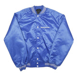 Mens Blue Centimark Button Nylon Bomber Jacket L Satin Finish Retro Style