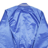 Mens Blue Centimark Button Nylon Bomber Jacket L Satin Finish Retro Style