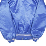 Mens Blue Centimark Button Nylon Bomber Jacket L Satin Finish Retro Style