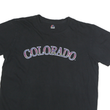 MAJESTIC Womens Black Colorado Graphic T-Shirt L Short Sleeve Crew Neck Baseball