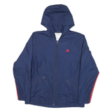 ADIDAS Mens Blue & Red Hooded Track Jacket M Nylon Zip Casual Sportswear