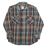 DICKIES Mens Blue & Orange Check Shirt L Workwear Durable Heavy Cotton