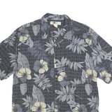 JOE MARLIN Mens Black Grey & Yellow Hawaiian Shirt XL Rayon Summer Casual