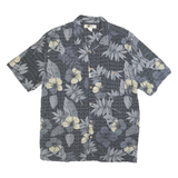 JOE MARLIN Mens Black Grey & Yellow Hawaiian Shirt XL Rayon Summer Casual