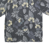 JOE MARLIN Mens Black Grey & Yellow Hawaiian Shirt XL Rayon Summer Casual