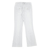 SUKO Womens Jeans White Regular Flared Denim W28 L30 Striped Cotton Blend Zip