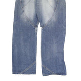 HACIENDA Mens Regular Fit Blue Denim Jeans W32 L29 Unique Stitching Zip Closure
