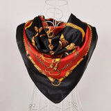 Anyyou Fashion Premium Satin Square Scarf – Black Red Elegant Silk-Feel Neckwrap for Women