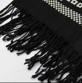 Anyyou 100% Pure Merino Wool Poncho Scarf for Women – Black Mosaic Pattern Oversized Winter Pashmina Shawl Wrap