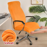 Anyseat Orange Velvet Office Chair Cover – Zippered Stretchable High‑Back Slipcover Protector