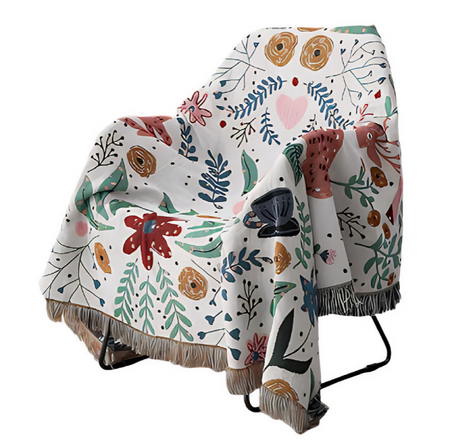 Anycozy Faux Cashmere Throw Blanket – Floral Sofa Cover with Tassels, Soft Home Decor Accent