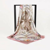 Anyyou Fashion Premium Satin Square Scarf – White Pink Silk-Feel Neckwrap for Women