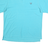 CHAPS Mens Blue Short Sleeve Plain M Cotton Blend Polo Shirt Classic Logo