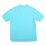 CHAPS Mens Blue Short Sleeve Plain M Cotton Blend Polo Shirt Classic Logo
