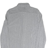 BOGNER Mens Grey & White Stripe Cotton Blend Shirt M Button-Down Collar Long