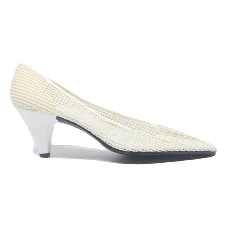 VOGELE Womens Pointed Toe White Synthetic Kitten Heels UK 7 Classic Elegant