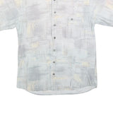 CARLETTI Mens White & Grey Abstract Print Shirt L Casual Cotton Blend Summer