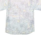 CARLETTI Mens White & Grey Abstract Print Shirt L Casual Cotton Blend Summer