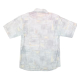 CARLETTI Mens White & Grey Abstract Print Shirt L Casual Cotton Blend Summer