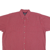 WRANGLER Mens Red Check Shirt XL Button-Down Collar Short Sleeve Cotton Casual