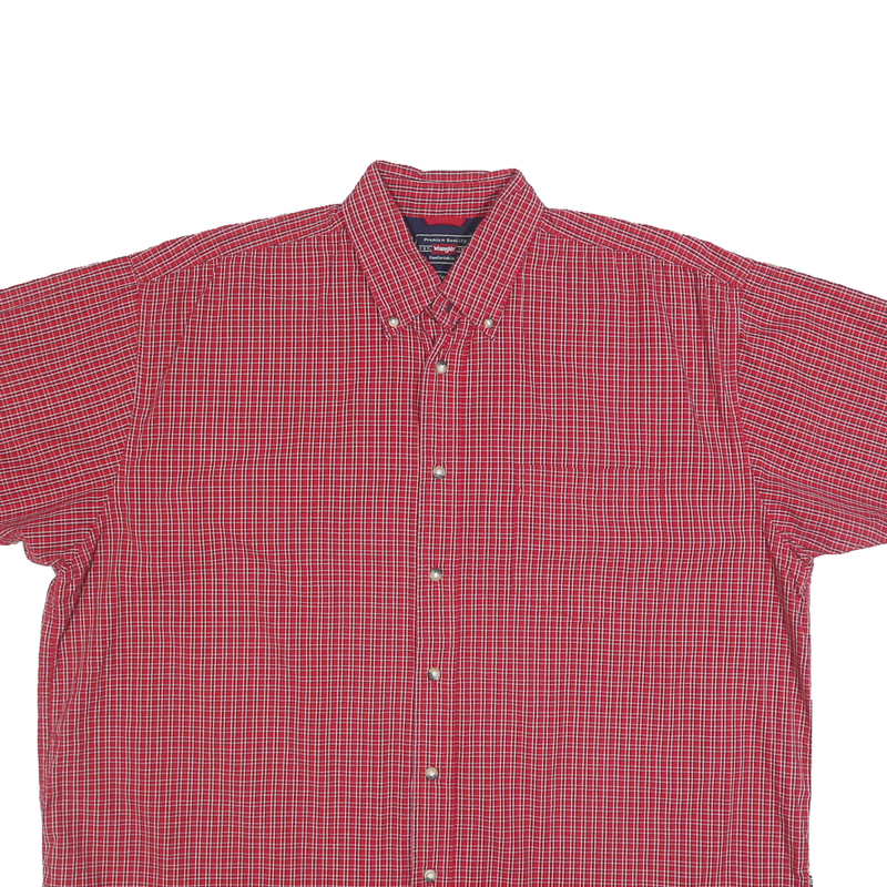 WRANGLER Mens Red Check Shirt XL Button-Down Collar Short Sleeve Cotton Casual