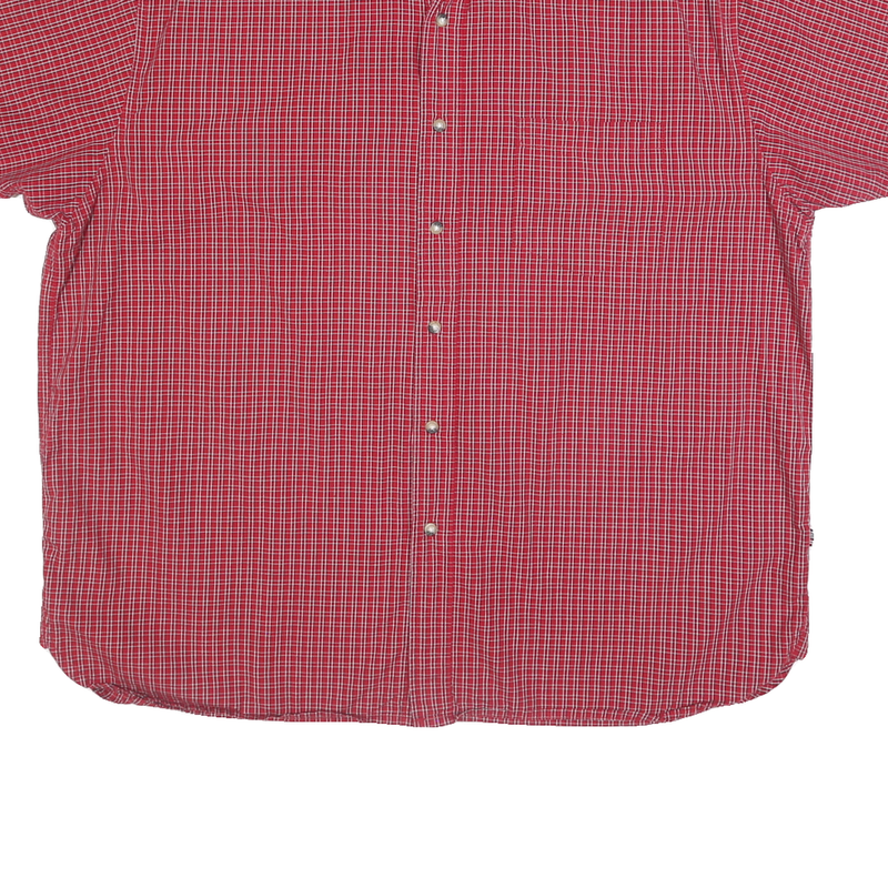 WRANGLER Mens Red Check Shirt XL Button-Down Collar Short Sleeve Cotton Casual