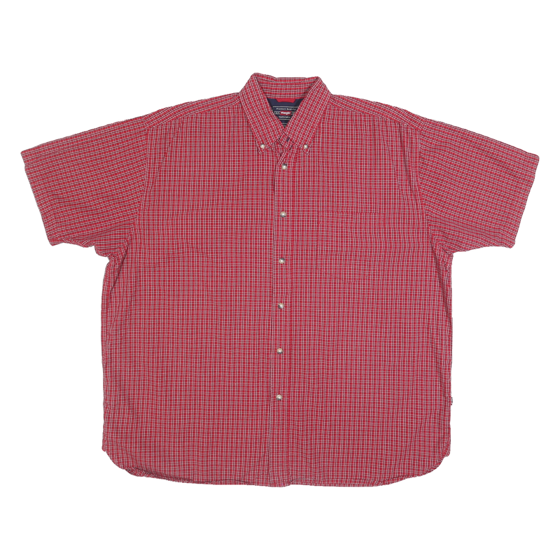 WRANGLER Mens Red Check Shirt XL Button-Down Collar Short Sleeve Cotton Casual