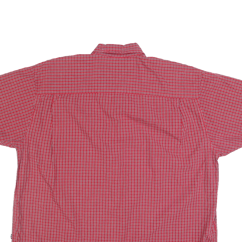 WRANGLER Mens Red Check Shirt XL Button-Down Collar Short Sleeve Cotton Casual