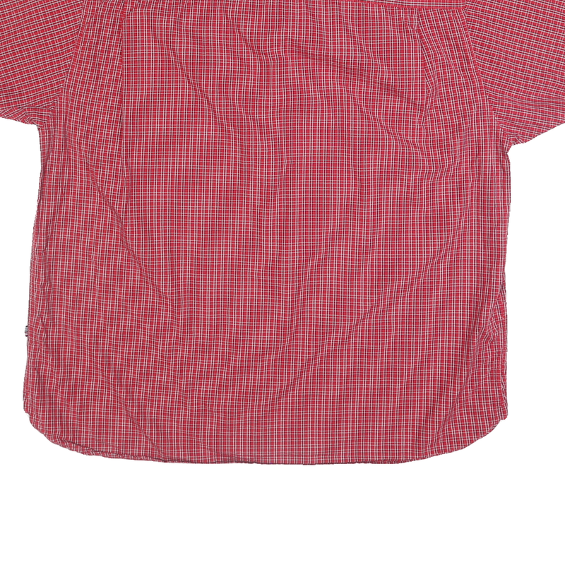 WRANGLER Mens Red Check Shirt XL Button-Down Collar Short Sleeve Cotton Casual