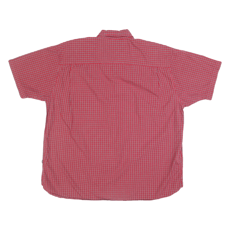WRANGLER Mens Red Check Shirt XL Button-Down Collar Short Sleeve Cotton Casual