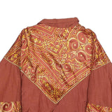 BOLD SPIRIT Womens Rust Red & Gold Zip Jacket L Nylon Patterned Stylish