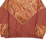 BOLD SPIRIT Womens Rust Red & Gold Zip Jacket L Nylon Patterned Stylish