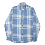 TOMMY HILFIGER Mens Blue & White Plaid Shirt M Cotton Blend Casual Long Sleeve